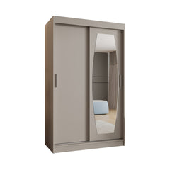 The Rossa sliding door wardrobe 120cm in a light grey finish with a mirrored door