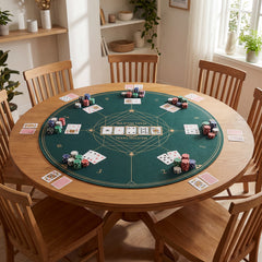 Round Poker Mat for Texas Hold'em 40 Inches Portable Anti-Slip Rubber Base Table Layout-Green