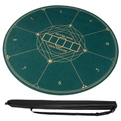 Round Poker Mat for Texas Hold'em 40 Inches Portable Anti-Slip Rubber Base Table Layout-Green