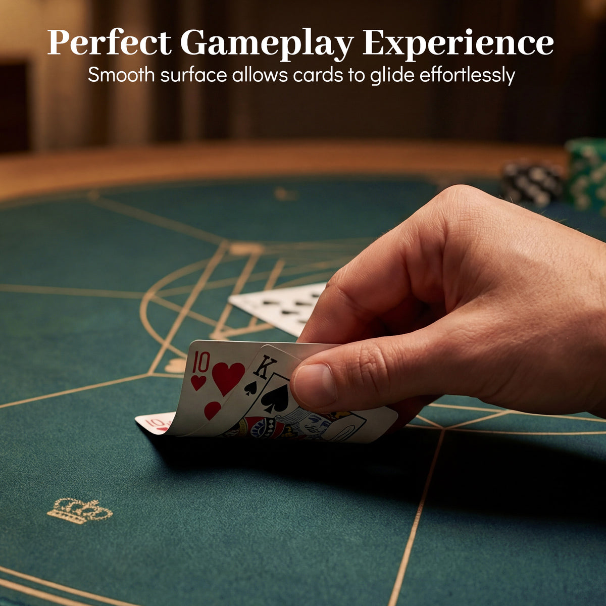 Round Poker Mat for Texas Hold'em 40 Inches Portable Anti-Slip Rubber Base Table Layout-Green