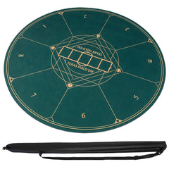Round Poker Mat for Texas Hold'em 47" Portable Anti-Slip Rubber Base Table Layout-Green