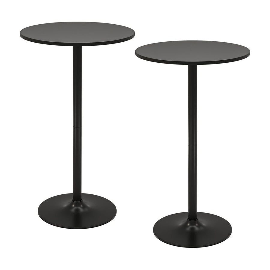 Round Bar Table with Adjustable Height and Metal Base Set of 2-Black