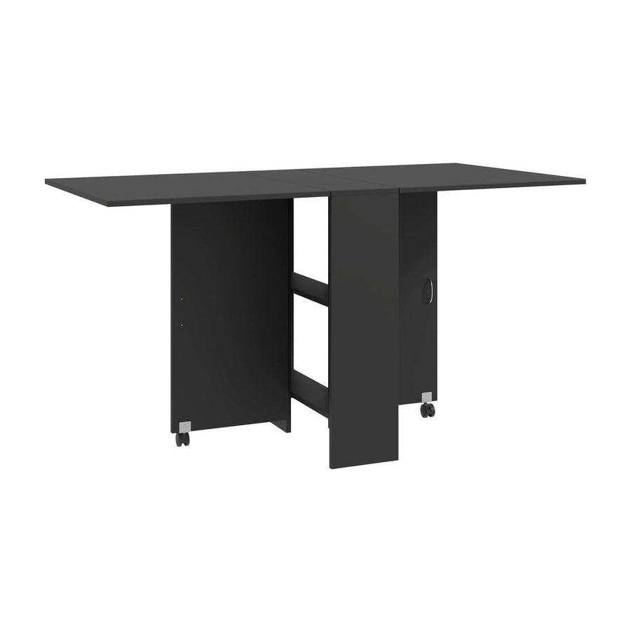 HOMCOM Foldable Dining Table, Extendable Drop Leaf Table with 2-tier Shelves, Small Dinner Table with Rolling Casters