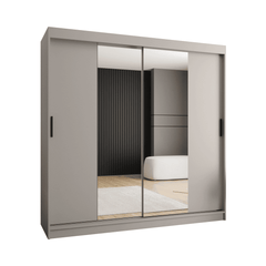 The light grey sliding door wardrobe isolated on a white background