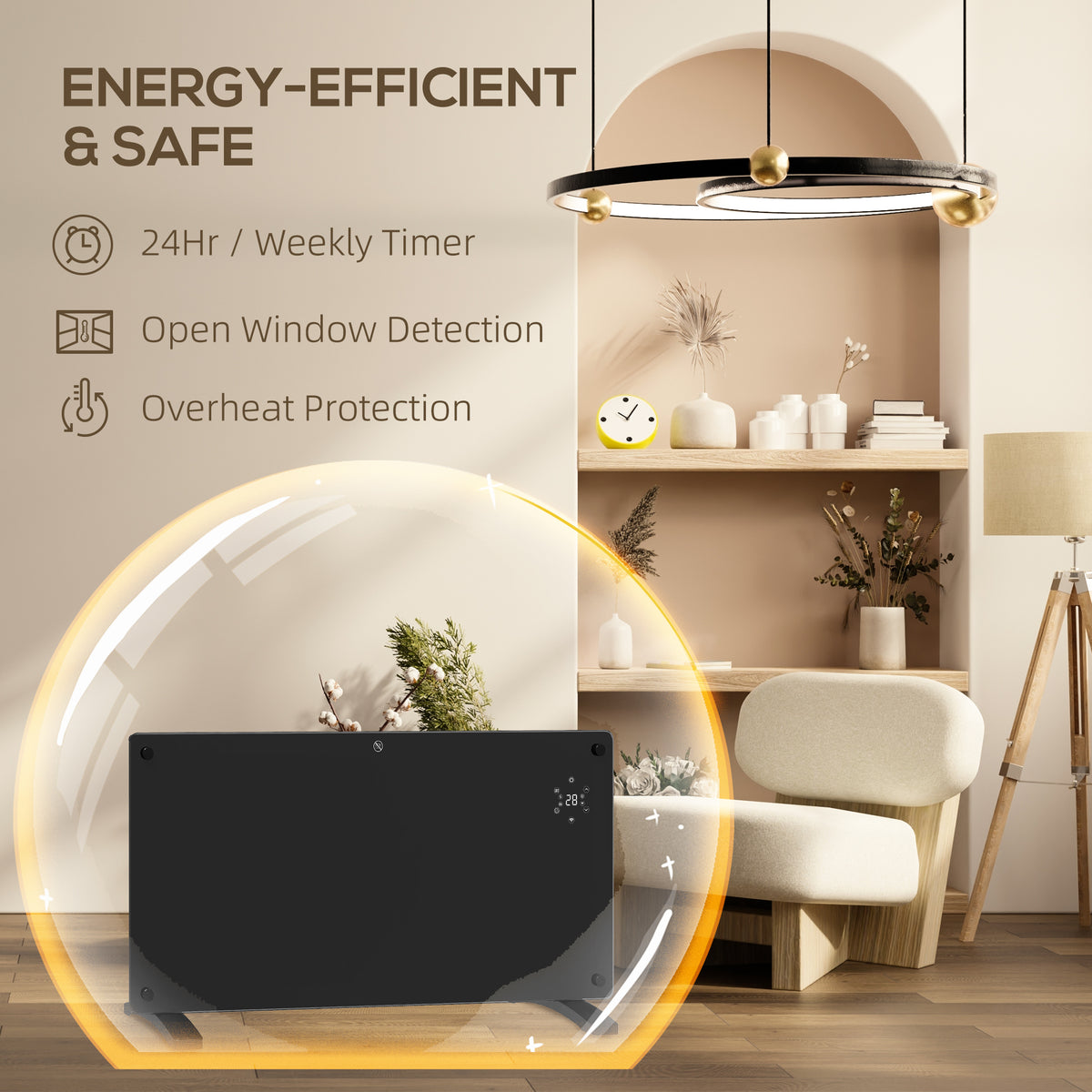 HOMCOM 2000W 5-35℃ Smart Control Heater - Black