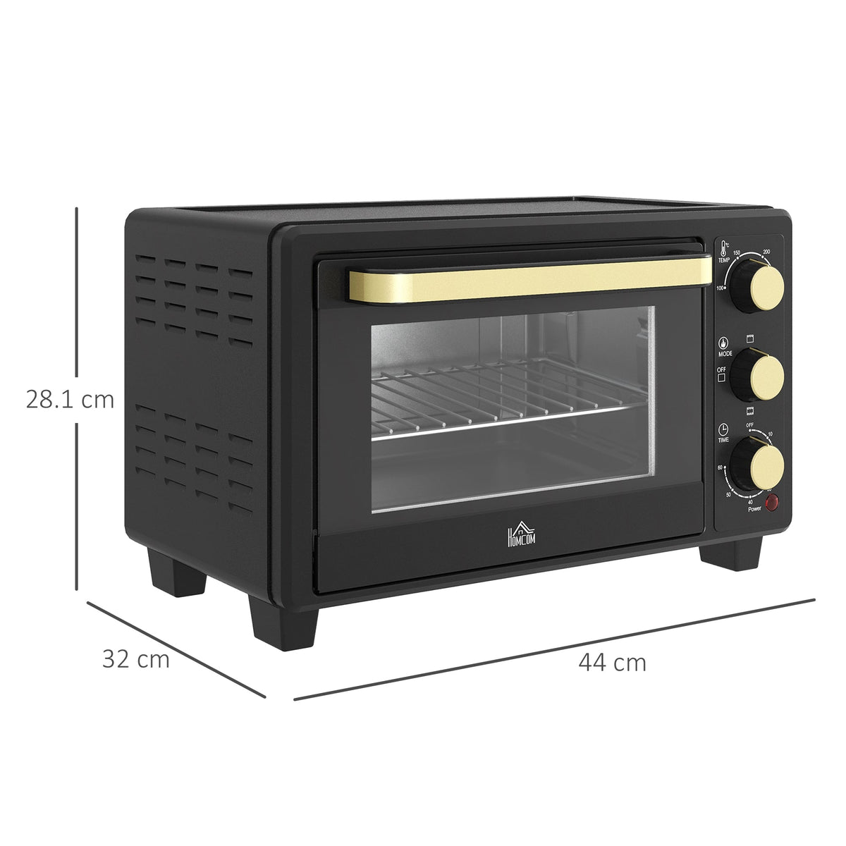 HOMCOM 16L Mini 1400W Countertop Oven - Black