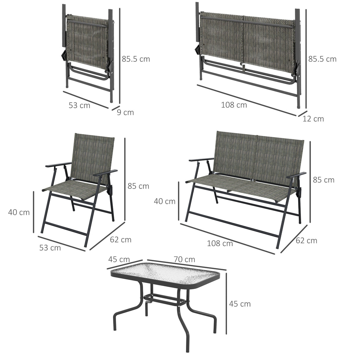 Outsunny Four-Piece Metal Garden Sofa Set - Mixed Brown