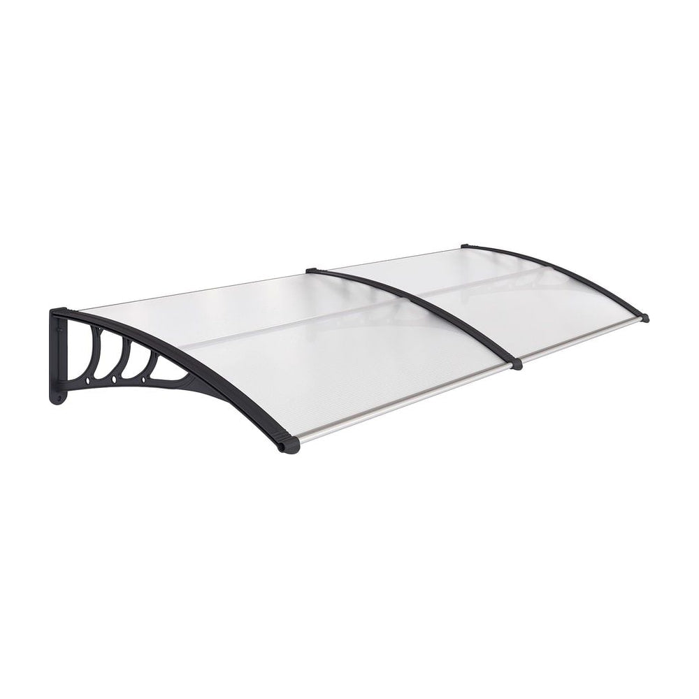 Outsunny Front Door Canopy Outdoor Awning Aluminium Rigid Plastic Polycarbonate Rain Shelter UV Water Rain Resistant 75 x 195