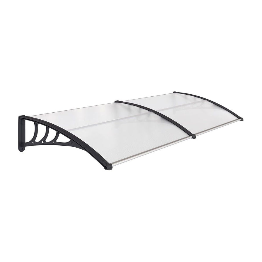 Outsunny Front Door Canopy Outdoor Awning Aluminium Rigid Plastic Polycarbonate Rain Shelter UV Water Rain Resistant 75 x 195