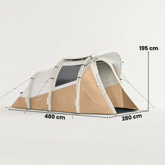 Outsunny Inflatable Camping Tent w/ Air Pump, Easy Setup 2-3 Person Blow Up Tent, Khaki