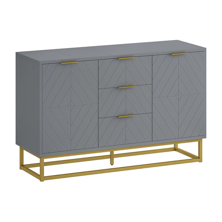 HOMCOM Sideboard with 3 Drawers and Adjustable Shelves for Living Room - Grey