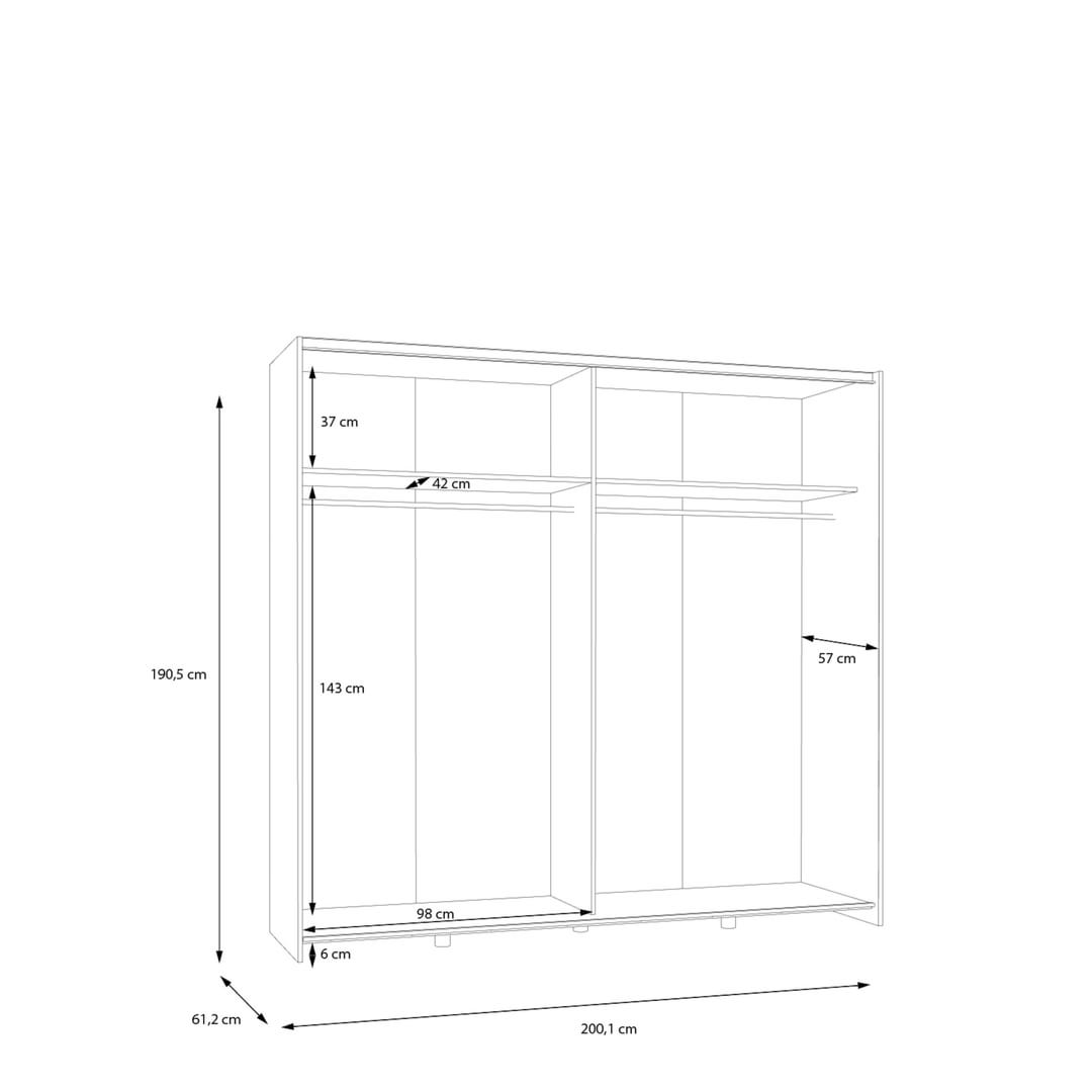 Ballara Sliding Door Wardrobe 200cm, image 10