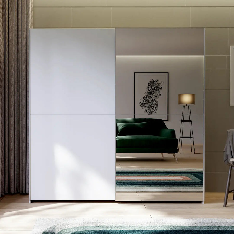 Ballara Sliding Door Wardrobe 190cm in White