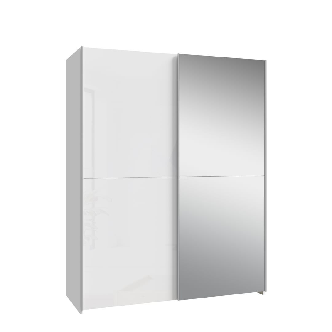 Ballara Sliding Door Wardrobe 150cm in White Gloss, image 3