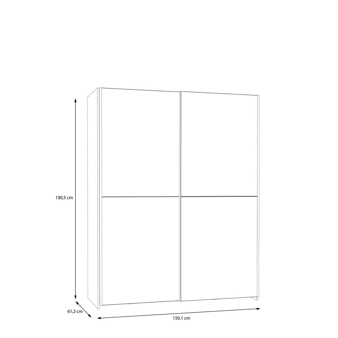 Ballara Sliding Door Wardrobe 150cm in White Gloss, image 7