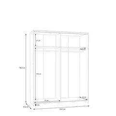 Ballara Sliding Door Wardrobe 150cm in White Gloss, image 8