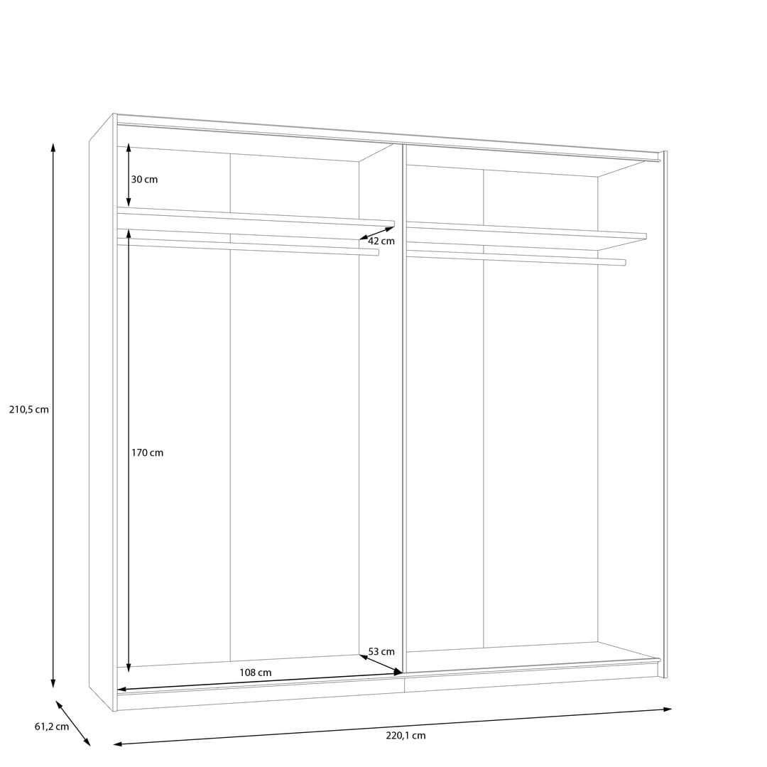 Ingalill Sliding Door Wardrobe 220cm in Sand, image 8