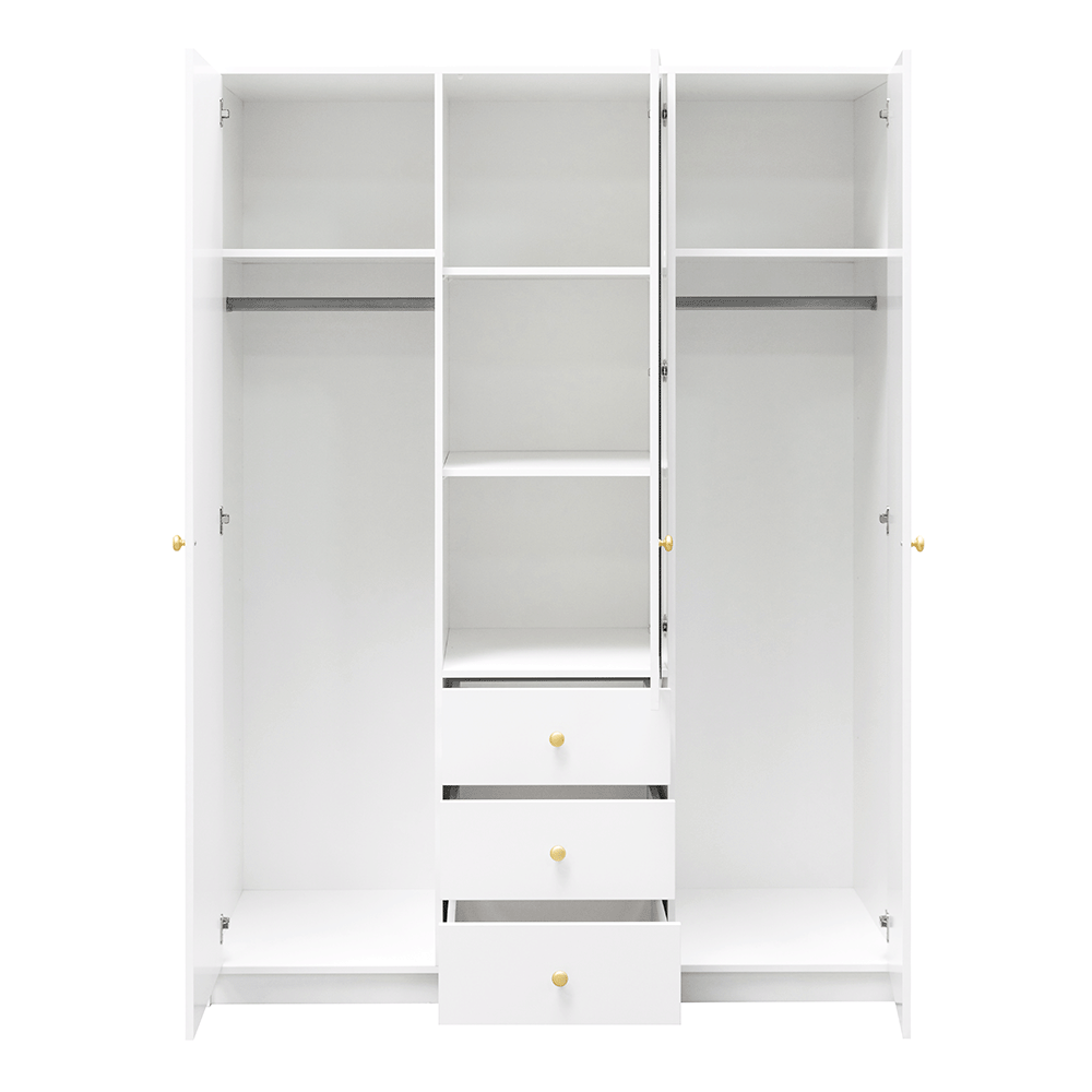 White Mirrored Hinged Door Wardrobe 149cm – HUDSON D3