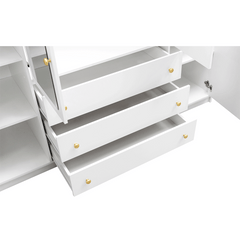 White Mirrored Hinged Door Wardrobe 196cm – HUDSON D4