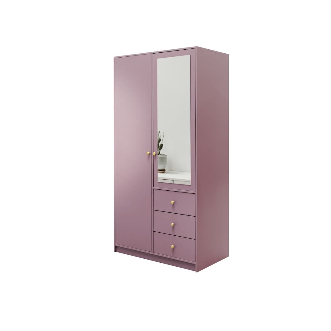 Siena II Hinged Door Wardrobe 100cm in Plum, image 6