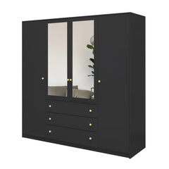 Siena I Hinged Door Wardrobe 196cm in Black, image 4
