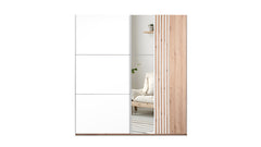 White Mirrored Sliding Door Wardrobe 200cm – KINGSLEY - product image 2