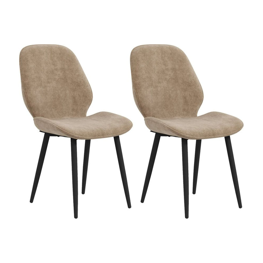 HOMCOM Velvet Dining Chairs, Set of 2 Dining Room Chairs with Metal Legs for Living Room, Dining Room, Light Brown