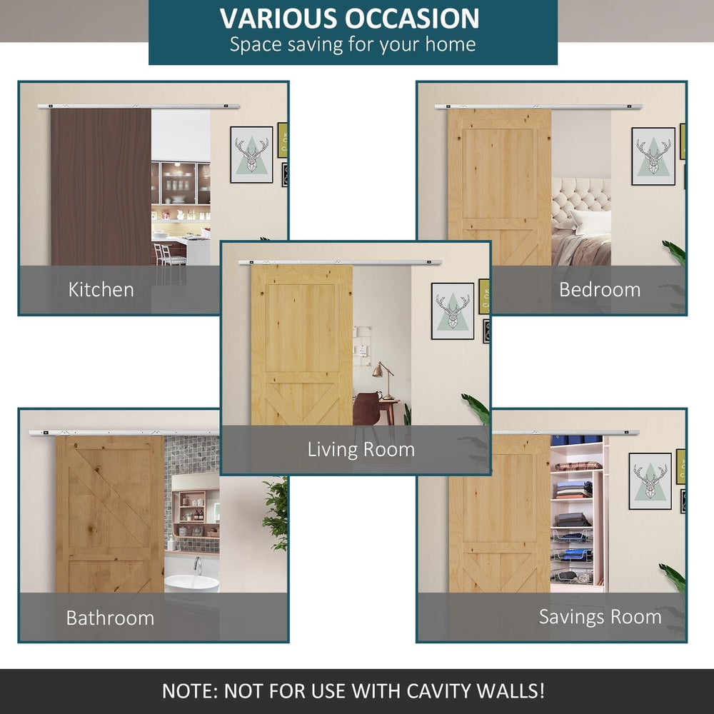 HOMCOM 6FT Modern Sliding Barn Door Closet Hardware Track Kit Track System Unit for Single Wooden Door - product image 5