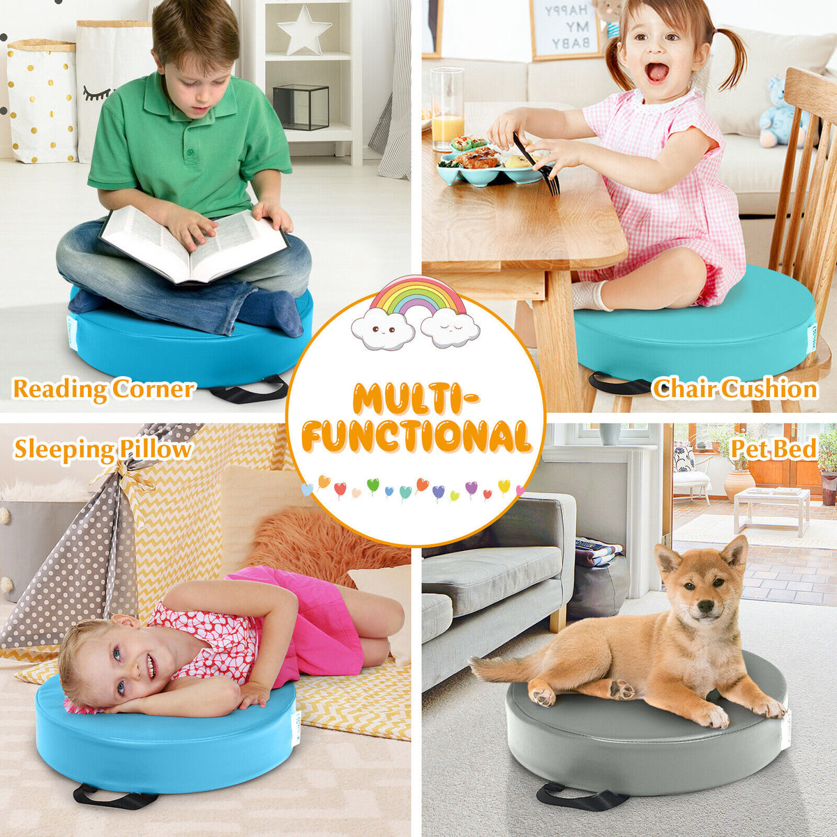 6 Pieces Kids Seat Cushions with Handle-Morandi