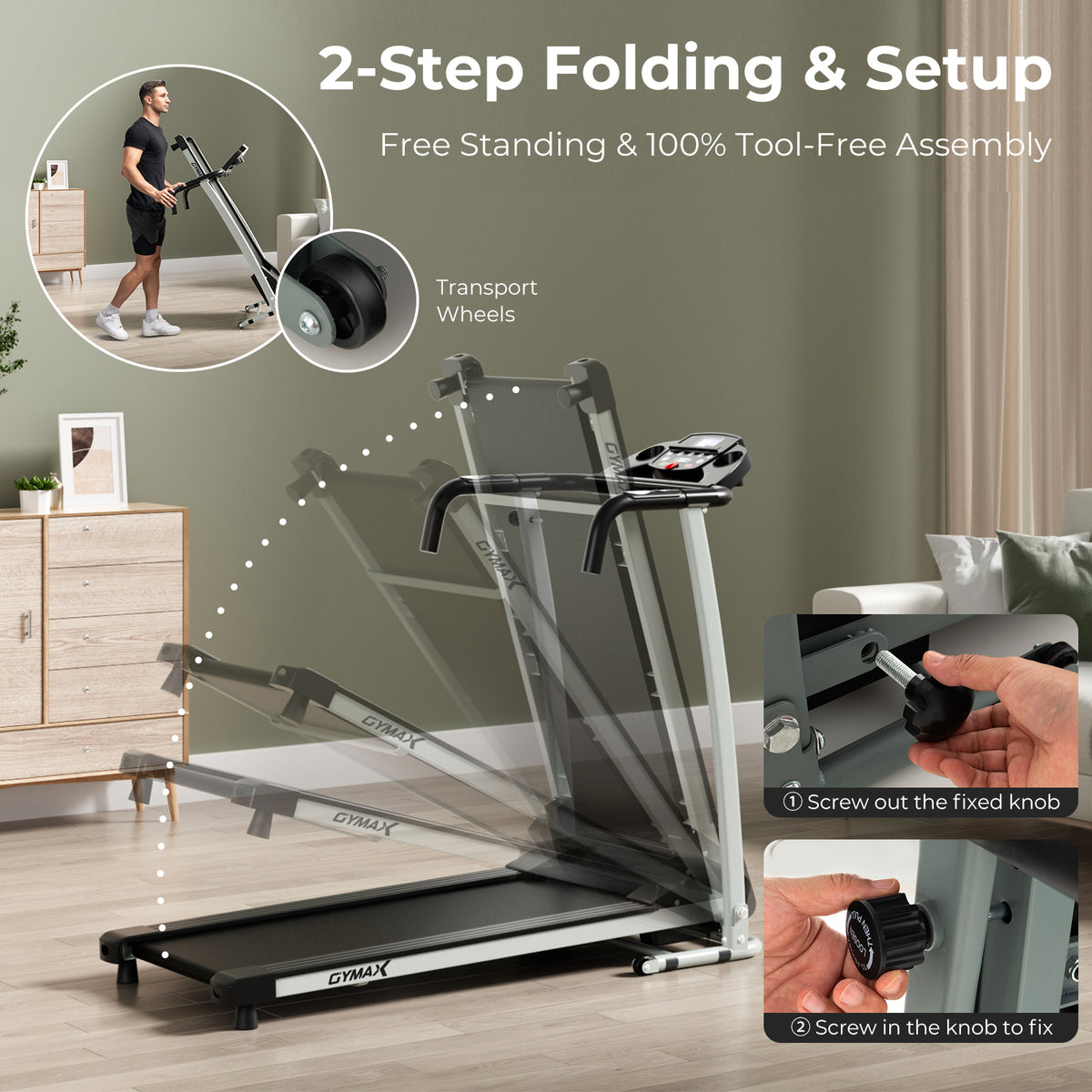 Foldable Treadmill with 12 Preset Programs and LCD Monitor-Black