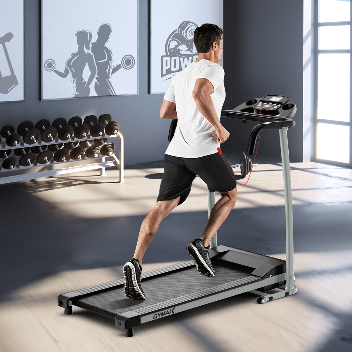 Foldable Treadmill with 12 Preset Programs and LCD Monitor-Black