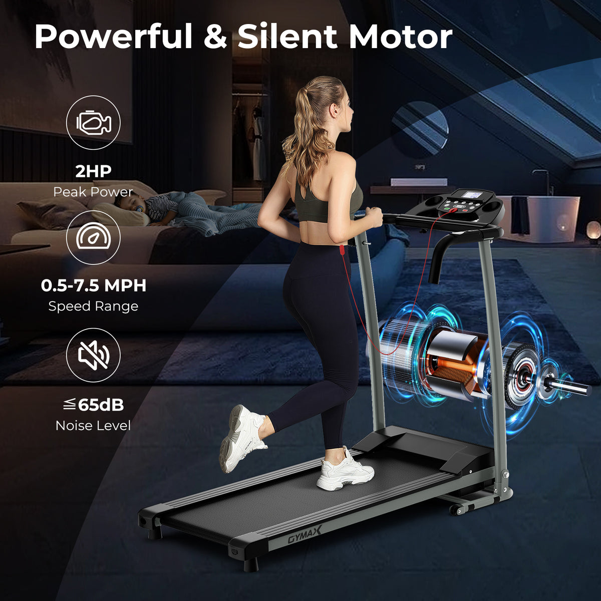 Foldable Treadmill with 12 Preset Programs and LCD Monitor-Black