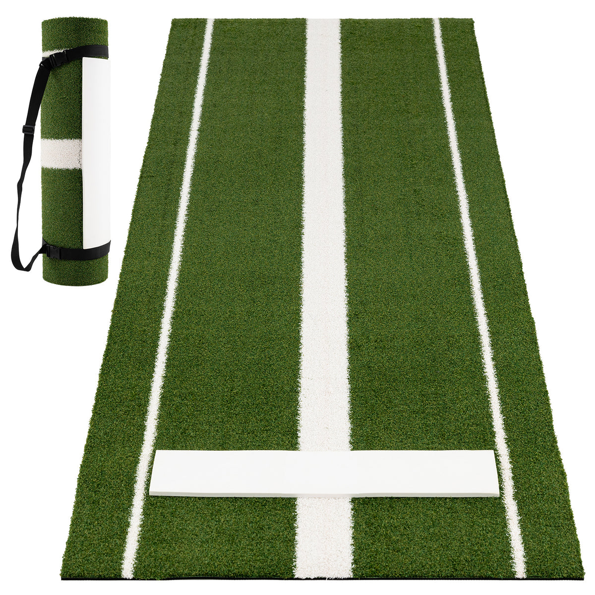 Softball Pitching Mat 10 x 3 FT Softball Training Aid with Pitching Mound-Green