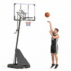 2.45-3.05M Portable Basketball Hoop Height Adjustable with Shatterproof Backboard