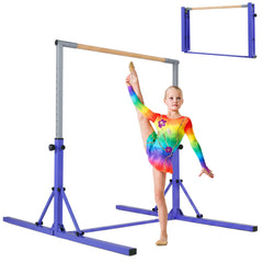 13-Level Adjustable Heights Foldable Gymnastics Bar for Kids-Purple