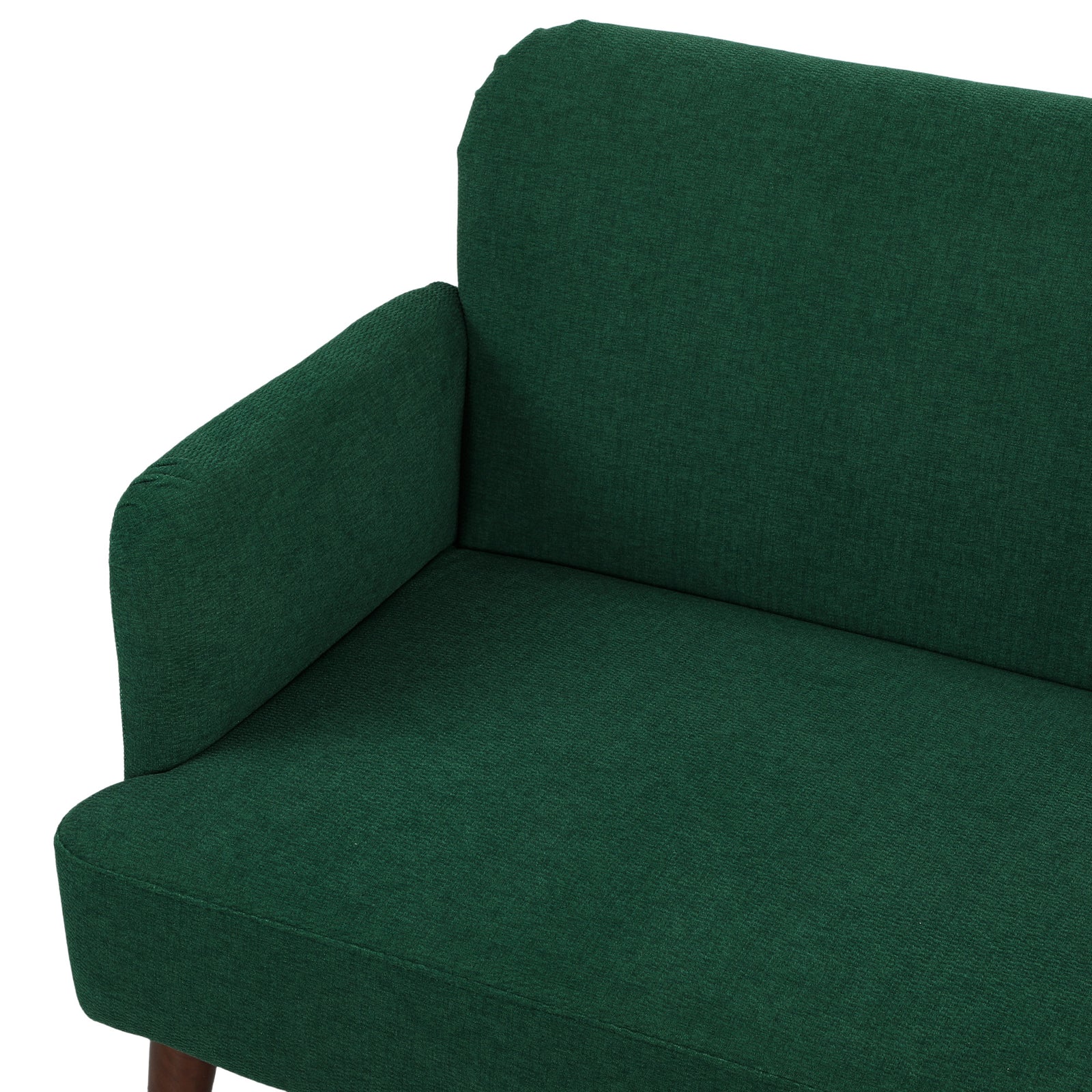 HOMCOM Velvet Feel Fabric 2 Seater Sofa, Small Sofa Loveseat with 21cm Thick Padding and Wood Legs, Dark Green