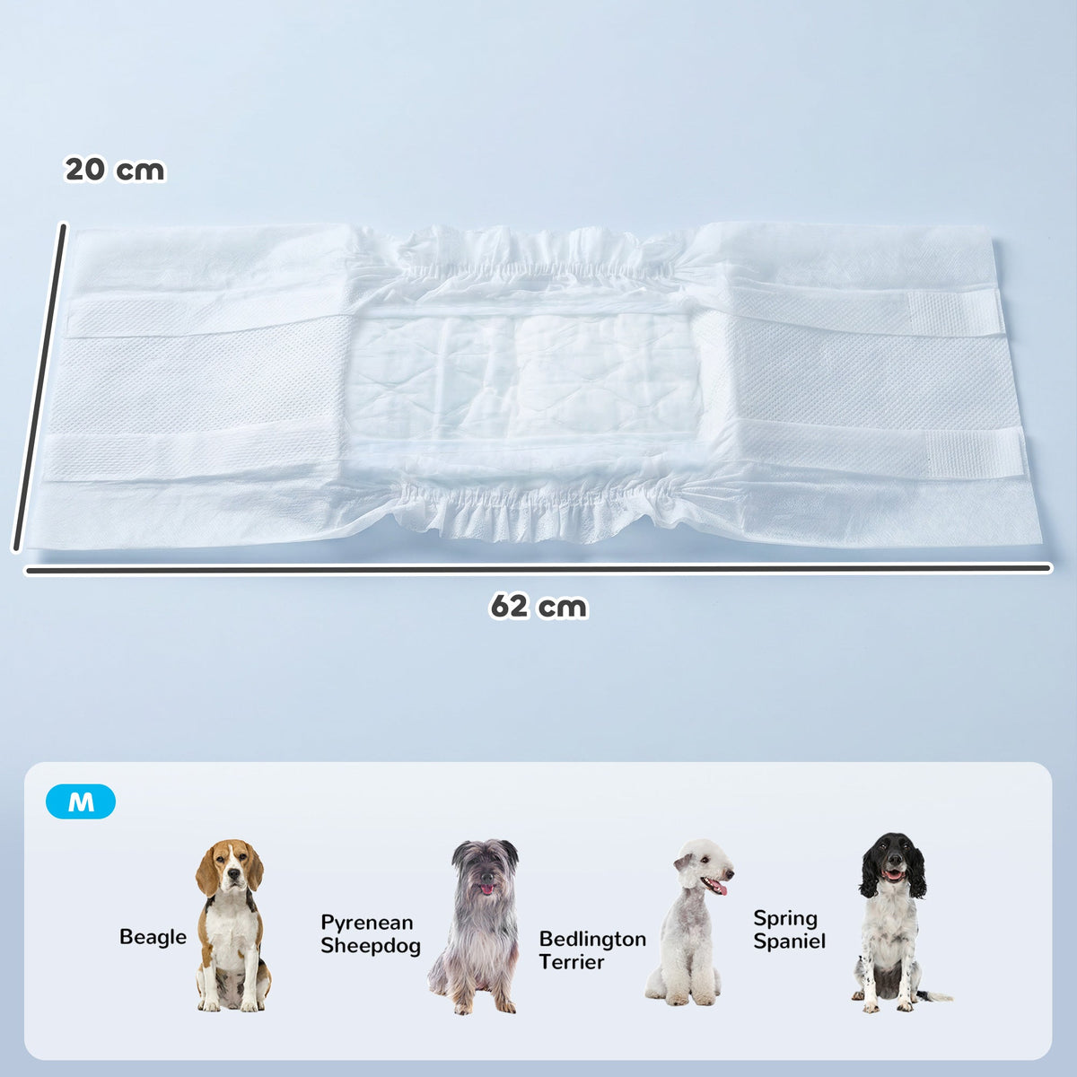 PawHut Dog Diapers Super Absorbent Leak-Proof Dog Nappies for Male Dogs Size M 45-64 cm Waist