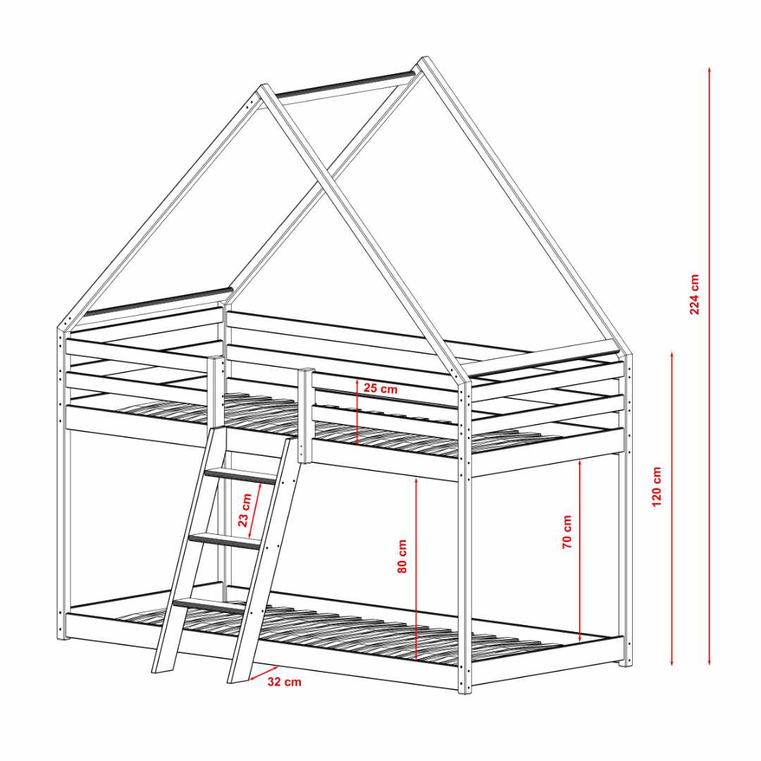 Wooden House Bunk Bed Sweet, image 15
