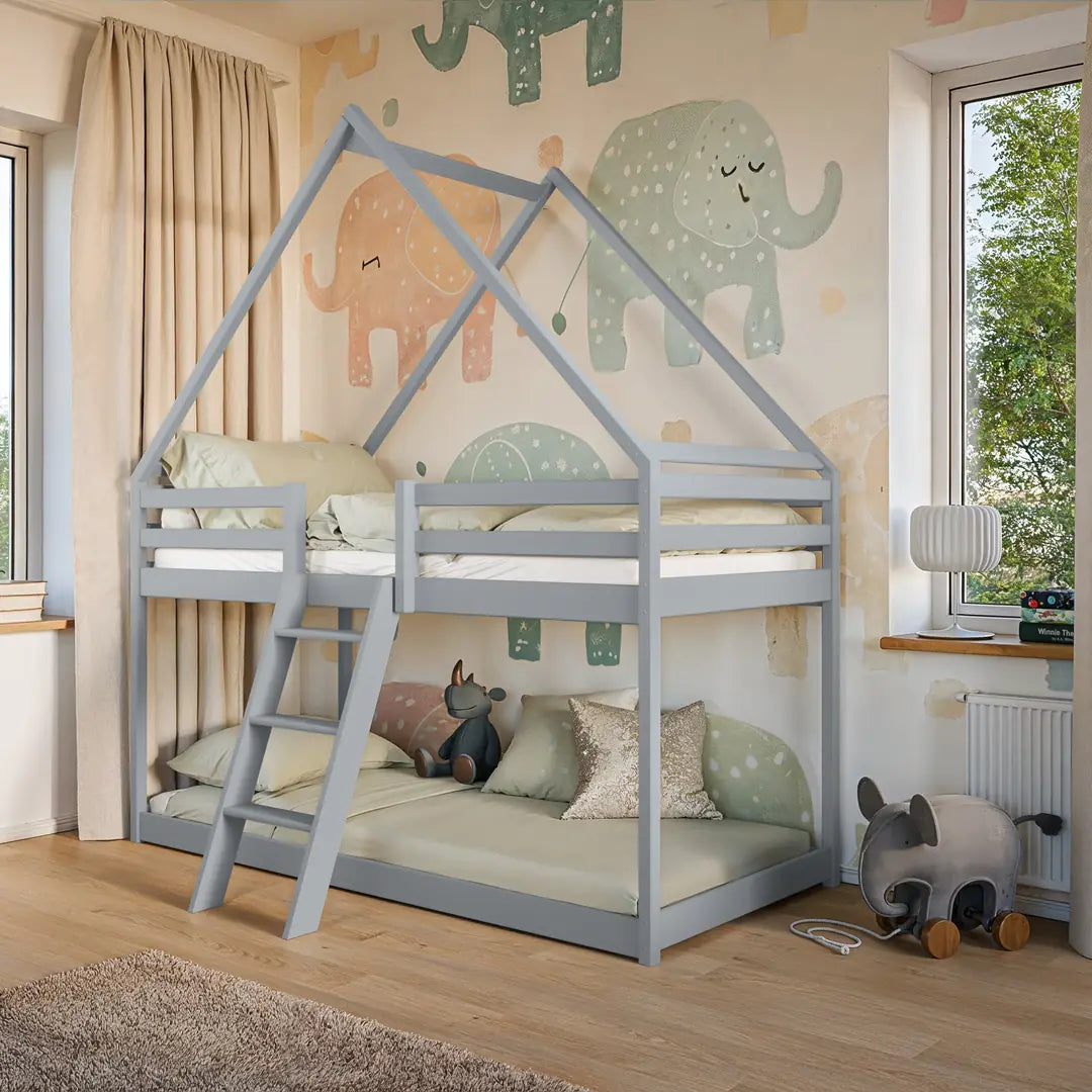Wooden House Bunk Bed Sweet in Grey Matt, image 7