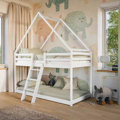 Wooden House Bunk Bed Sweet in White Matt, image 3