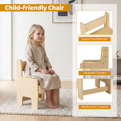 Sensory Table Set Kids Activity Table and Chair Set with Adjustable Height-Natural