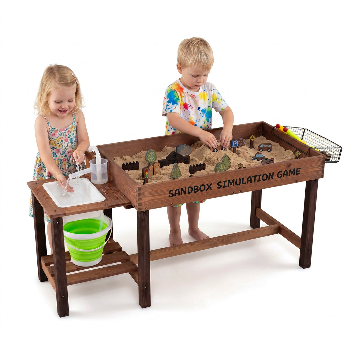 Sensory Table with Water Pump and Sink Toddler Activity Table with 33 Sand Table Toys