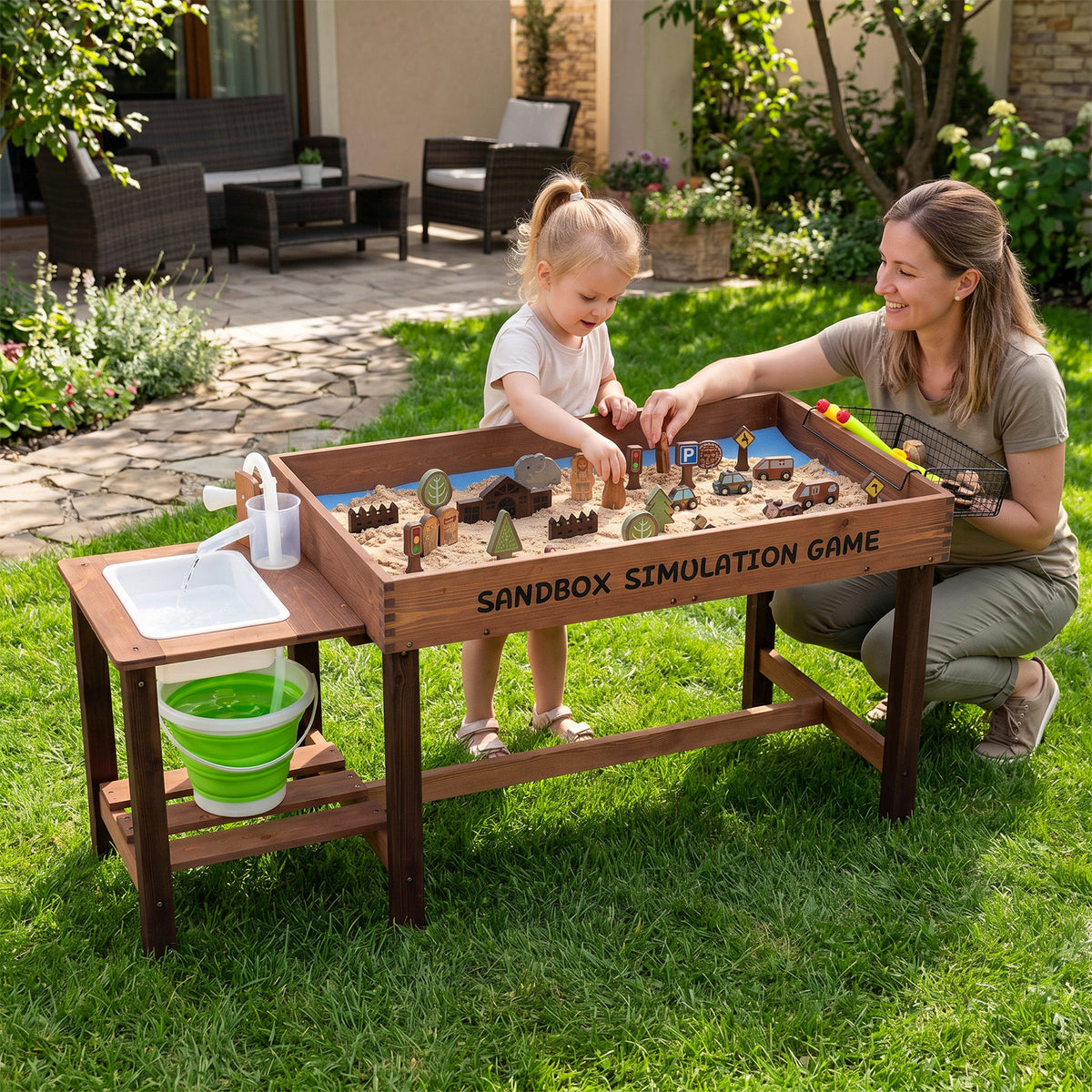 Sensory Table with Water Pump and Sink Toddler Activity Table with 33 Sand Table Toys
