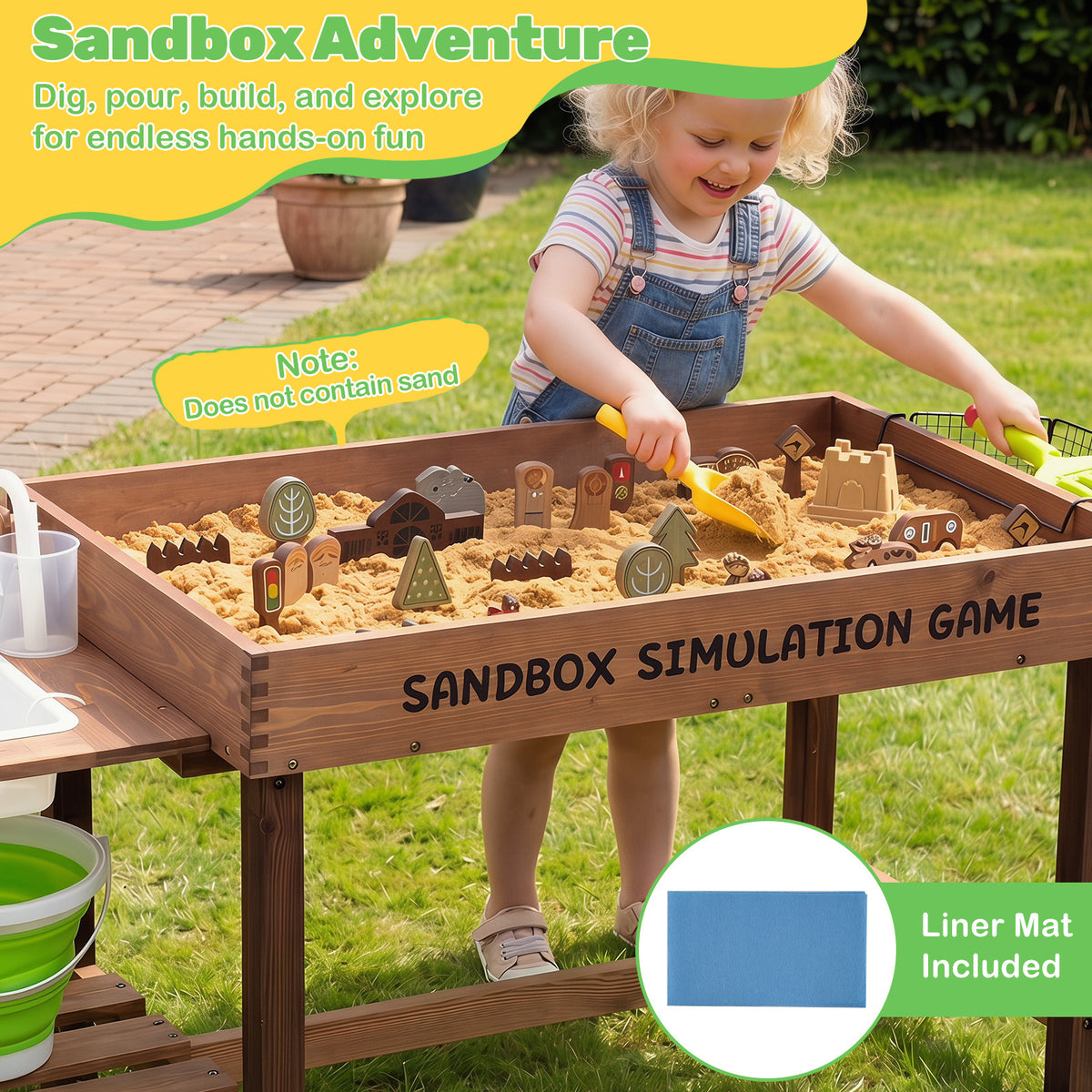 Sensory Table with Water Pump and Sink Toddler Activity Table with 33 Sand Table Toys
