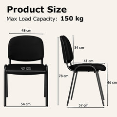 Set of 10 Stackable Home Office Chairs with Waterfall Seat and Metal Frame-Black