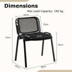 The office chairs shown with various dimension lines and labels on a light background