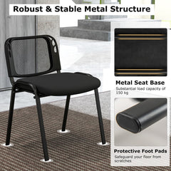 The office chairs shown with close-up details of the metal base and protective foot pads