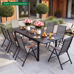 Set of 2/4 Breathable Fabric Folding Patio Chairs with 5-Position Adjustable Backrests-Grey