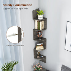 The bookcases with a circular inset showing the wall mounting hardware included