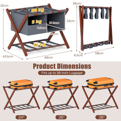 68 cm Foldable Bamboo Luggage Rack